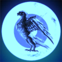 Komischer blauer Vogel im Logo